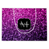 Paarse roze ombre faux glitter sparvers Monogram Groot Cadeauzakje (Voorkant)