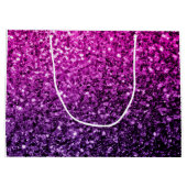 Paarse roze ombre faux glitter sparvers Monogram Groot Cadeauzakje (Achterkant)