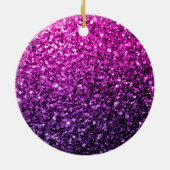 Paarse roze ombre faux glitter sparvers Monogram Keramisch Ornament (Achterkant)