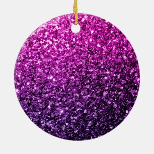 Paarse roze ombre faux glitter sparvers Monogram Keramisch Ornament (Achterkant)