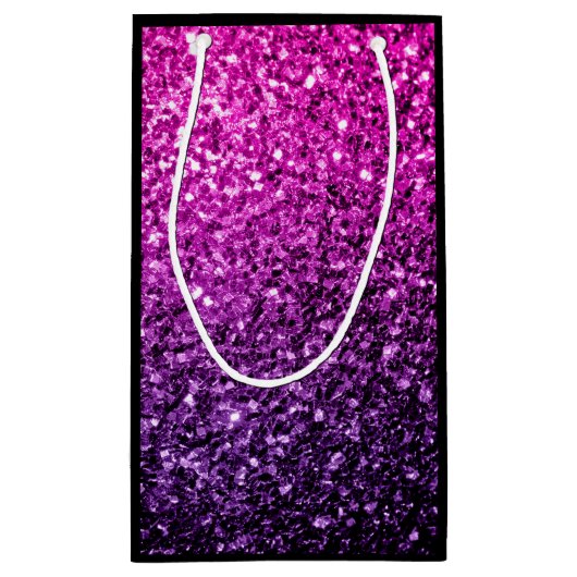 Paarse roze ombre faux glitter sparvers Monogram Klein Cadeauzakje (Achterkant)