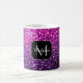 Paarse roze ombre faux glitter sparvers Monogram Koffiemok (Center)