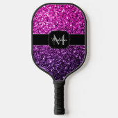 Paarse roze ombre faux glitter sparvers Monogram Pickleball Paddle (Voorkant)