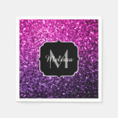 Paarse roze ombre faux glitter sparvers Monogram Servet (Voorkant)