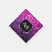 Paarse roze ombre faux glitter sparvers Monogram Servet (Hoek)