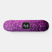 Paarse roze ombre faux glitter sparvers Monogram Skateboard (Horizontaal)