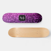 Paarse roze ombre faux glitter sparvers Monogram Skateboard (Horizontaal)