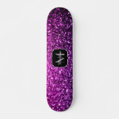 Paarse roze ombre faux glitter sparvers Monogram Skateboard (Voorkant)