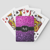Paarse roze ombre faux glitter sparvers Monogram Speelkaarten (Achterkant)