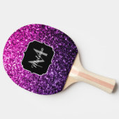 Paarse roze ombre faux glitter sparvers Monogram Tafeltennisbatje (Zijkant)