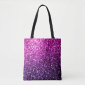 Paarse roze ombre faux glitter tote bag (Voorkant)