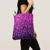 Paarse roze ombre faux glitter tote bag (Dichtbij)