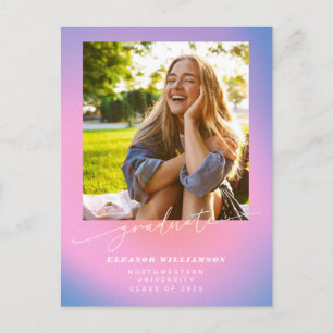 Paarse Roze Ombre Foto Script Afstudeerklas Briefkaart