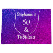 Paarse roze ombre glitter 50 en verbluffende verja groot cadeauzakje (Voorkant)