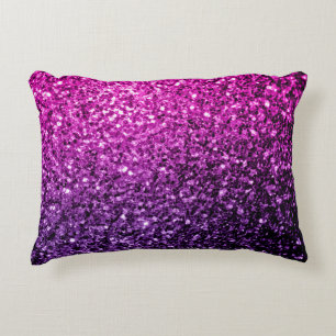 Paarse roze ombre glitter decoratief kussen