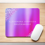 Paarse roze ombre Glitter Kantoor Business Muismat<br><div class="desc">Paarse roze Glitter Faux Sparkle Glitter Metallic Folie Minimalist Business Mousepad (Muismat) met witte lettertypografie voor het monogram. Het Roos Gold Girly Business-ontwerp kan met jouw naam worden aangepast. Neem contact op met de ontwerper voor aangepaste overeenkomende objecten.</div>