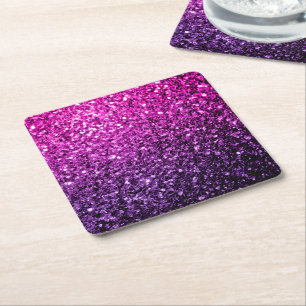 Paarse roze ombre glitter kartonnen onderzetters