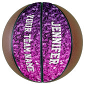 Paarse roze ombre glitter schittert Jouw naam Team Basketbal (Verticaal)