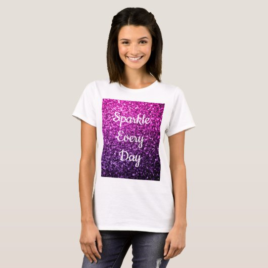 Paarse roze ombre glitter Sparkle day T-shirt (Voorkant volledig)