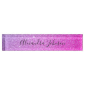 Paarse Roze Ombre Glitter Sparkle Girly Modern Naambordje (Voorkant)