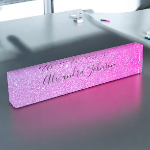 Paarse Roze Ombre Glitter Sparkle Girly Modern Naambordje