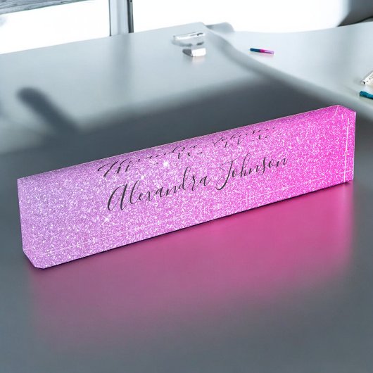 Paarse Roze Ombre Glitter Sparkle Girly Modern Naambordje