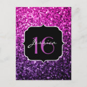 Paarse roze ombre glitter sparkles Sweet 16 Briefkaart (Voorkant)