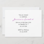 Paarse roze ombre glitter sparkles Sweet 16 Invite Kaart (Achterkant)