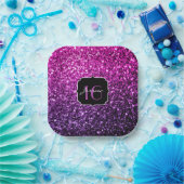 Paarse roze ombre glitter sparkles Sweet 16 Papieren Bordje (Feest)