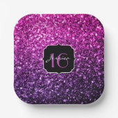 Paarse roze ombre glitter sparkles Sweet 16 Papieren Bordje (Voorkant)