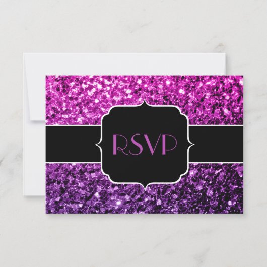 Paarse roze ombre glitter sparkles Sweet 16 RSVP (Voorkant)
