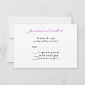 Paarse roze ombre glitter sparkles Sweet 16 RSVP (Achterkant)