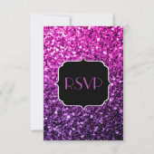 Paarse roze ombre glitter sparkles Sweet 16 RSVP (Voorkant)