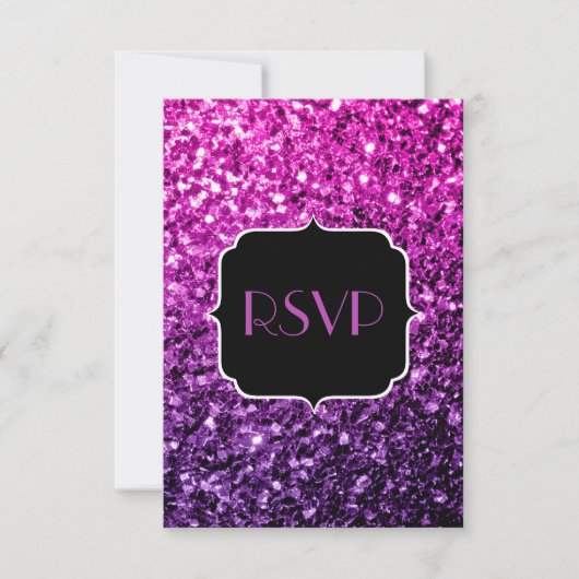 Paarse roze ombre glitter sparkles Sweet 16 RSVP (Voorkant)