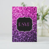Paarse roze ombre glitter sparkles Sweet 16 RSVP (Staand voorkant)