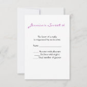 Paarse roze ombre glitter sparkles Sweet 16 RSVP (Achterkant)