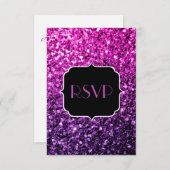 Paarse roze ombre glitter sparkles Sweet 16 RSVP (Voorkant / Achterkant)