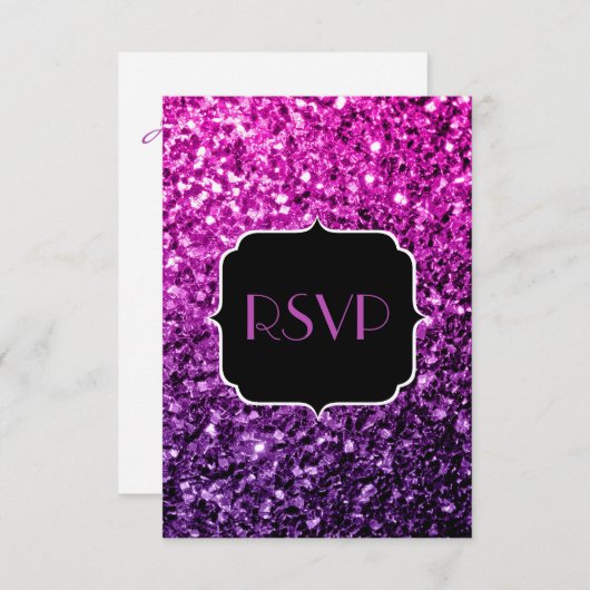 Paarse roze ombre glitter sparkles Sweet 16 RSVP (Voorkant / Achterkant)