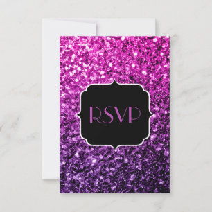 Paarse roze ombre glitter sparkles Sweet 16 RSVP