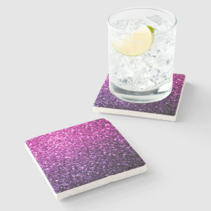 Paarse roze ombre glitter stenen onderzetter