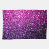Paarse roze ombre glitter theedoek (Horizontaal)