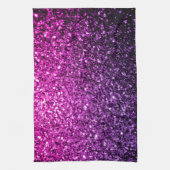 Paarse roze ombre glitter theedoek (Verticaal)