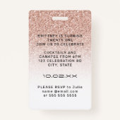 Paarse Roze Ombre Glitter VIP Pas Feest Uitnodigin Badge (Achterkant)