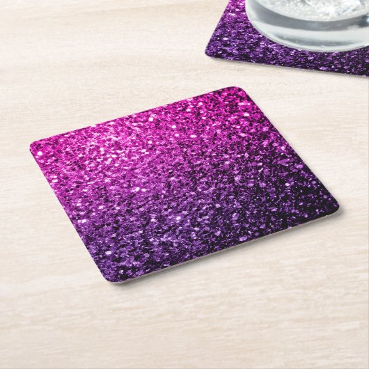 Paarse Roze Ombre glitter vonken Kartonnen Onderzetters (Schuin)