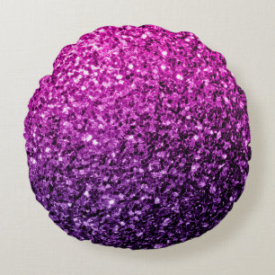 Paarse Roze Ombre glitter vonken Rond Kussen