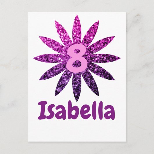 Paarse Roze Ombre glitters bloem Aangepaste naam l Briefkaart (Voorkant)
