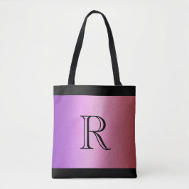 Paarse roze ombre gradiënt met Monogram Tote Bag