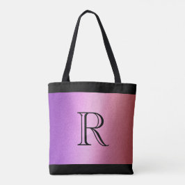 Paarse roze ombre gradiënt met Monogram Tote Bag
