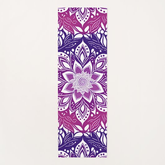 Paarse & Roze Ombre Mandala bloempatroon Yogamat (Voorkant)