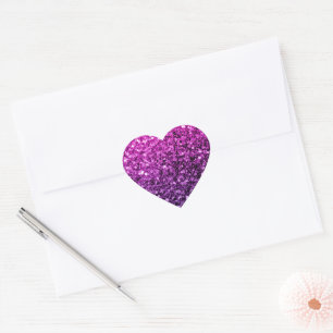 Paarse Roze Ombre nepschittertjes glinsteren Hart Sticker
